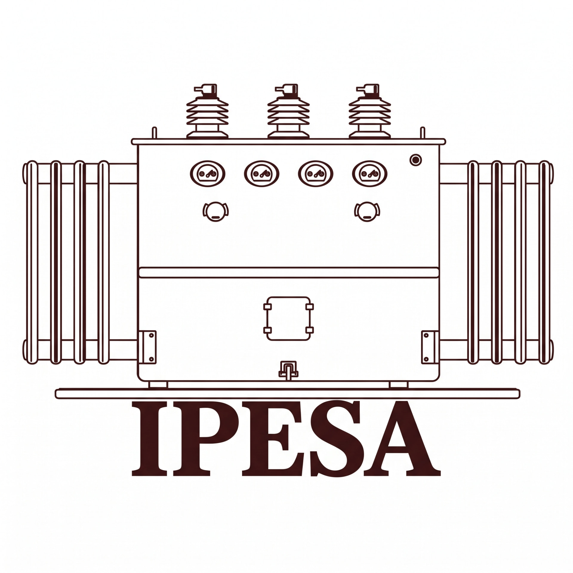 Ilustración técnica de transformador con el logotipo de IPESA